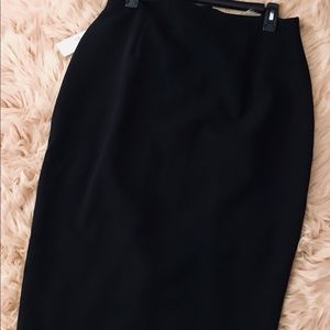 Solid Black Midi Pencil Skirt
